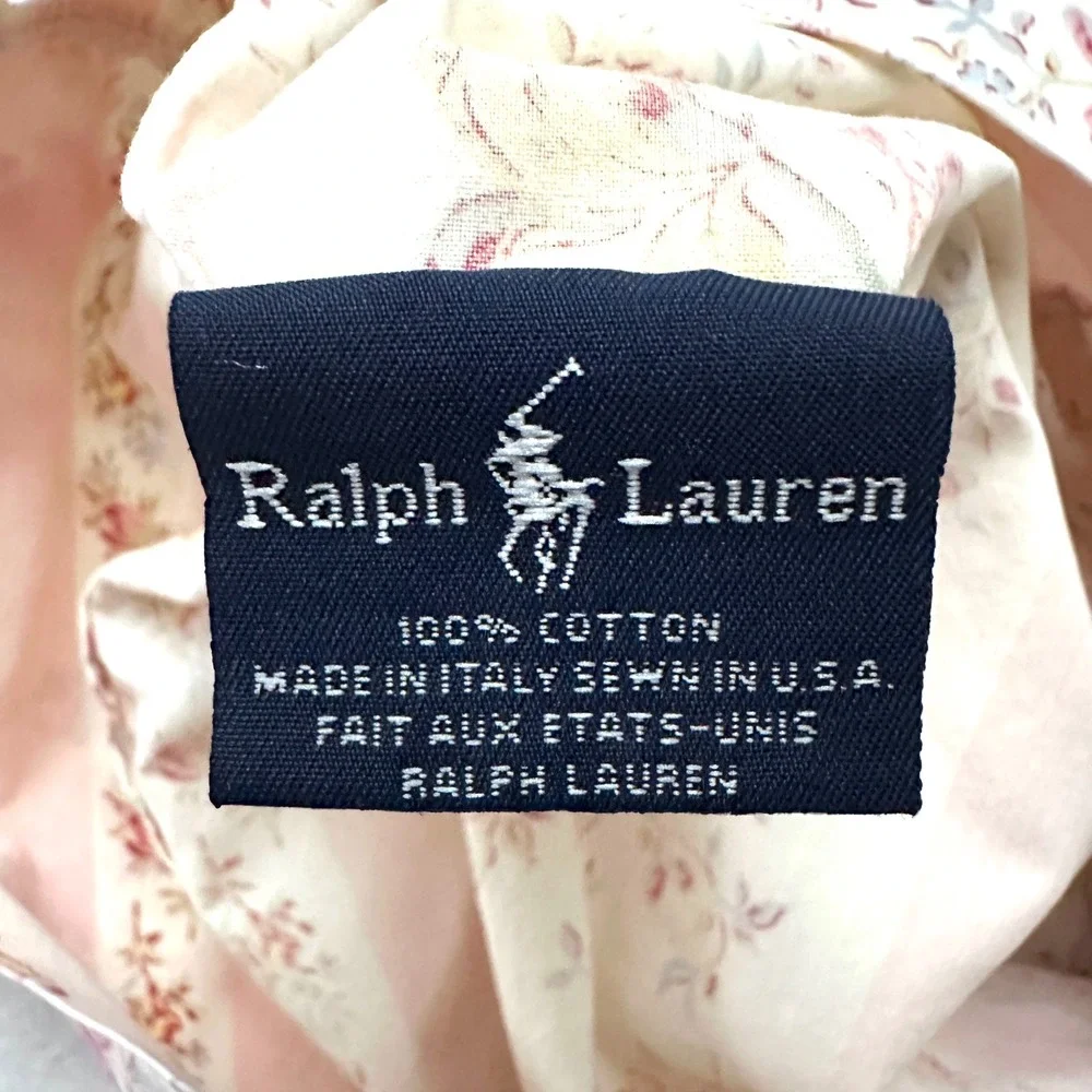 Ralph Lauren Millicent Standard Pillowcase Floral Stripe Pink Cotton Made Italy